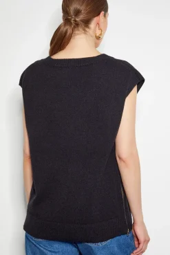 Zuri Zip Detail Knit Tabard Black