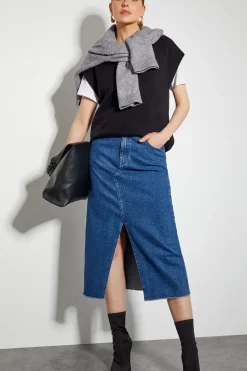 Zuri Zip Detail Knit Tabard Black